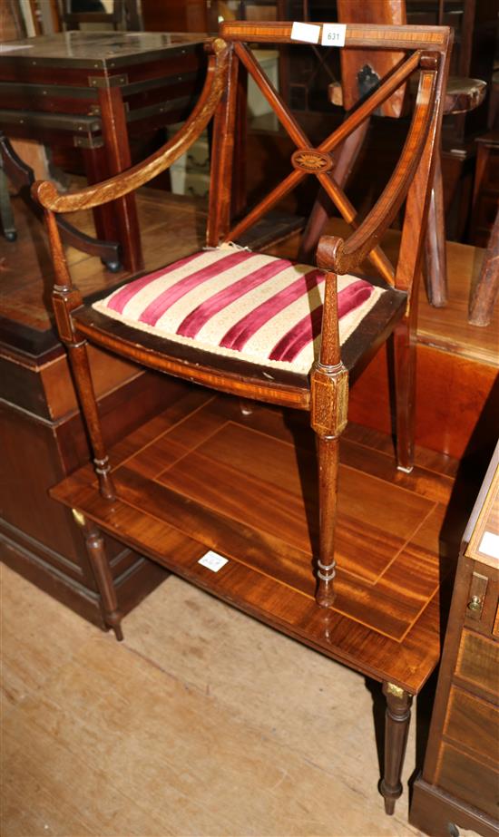 Sheraton style inlaid chair & coffee table(-)